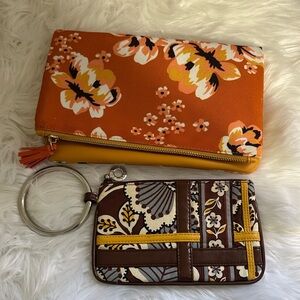 Vera Bradley Orange and Brown Floral Clutch Set